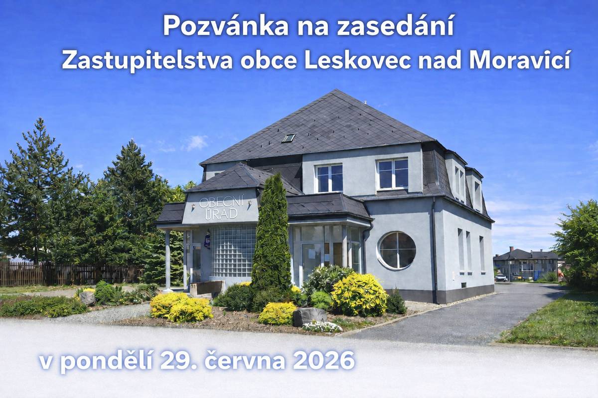 Obec Leskovec nad Moravicí zve všechny občany na zasedání č. 21 Zastupitelstva obce, které se uskuteční v pondělí 29. června 2026 od 19:00 hodin v zasedací místnosti Obecního úřadu.   Na programu je zpráva o činnosti obce, závěrečný účet obce, účetní závěrka valné hromady Služby Leskovec n. M., územní plán a další důležité body.   Občané jsou srdečně zváni, aby se zúčastnili a sdíleli své názory na jednotlivé body programu.   https://www.leskovecnadmoravici.eu/urad-2/uredni-deska/pozvanka-na-21-verejne-zasedani-zastupitelstva-obce-999.html?kshow=3