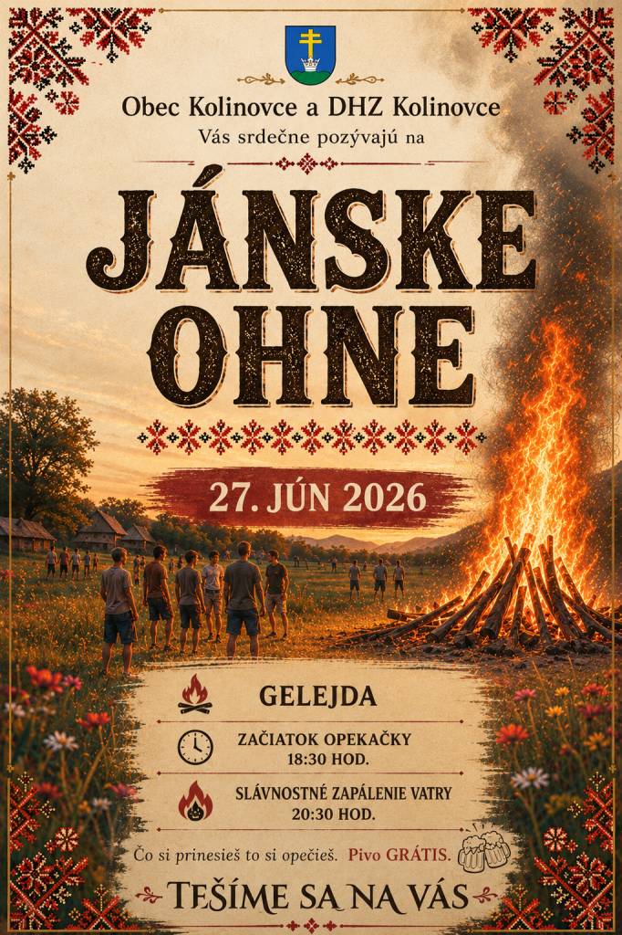 Srdečne Vás pozývame 27.06.2026 (v sobotu) o 18,30 hod. na spoločnú opekačku v Gelejde (na konci Brehu), spojenú so zapálením vatry. Veríme, že spoločne strávime príjemný večer pri hudbe, ohni a čapovaným ...