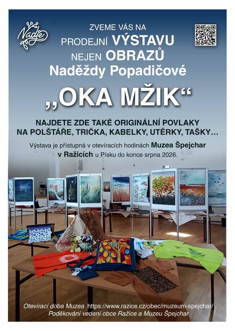 Naděžda Popadičová si Vás dovoluje pozvat na autorskou prodejní výstavu " OKA MŽIK".