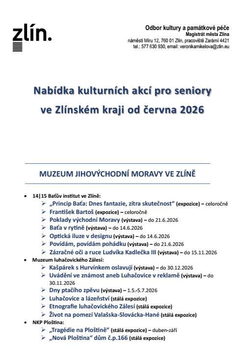 Přehled kulturního programu pro seniory od června 2026