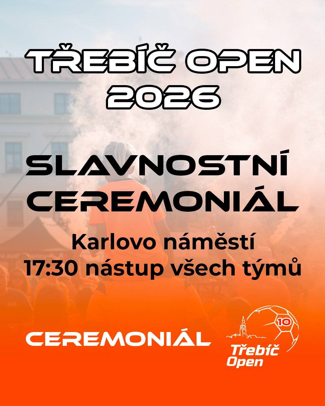 Ve dnech 20.–21. června 2026 se uskuteční jubilejní 10. ročník mezinárodního mládežnického fotbalového turnaje Třebíč OPEN.     V sobotu 20. června od 15:00 ožije Karlovo náměstí doprovodným programem pro širokou veřejnost. Těšit se můžete na korejské workshopy, DJ, občerstvení, fotbalovou arénku, soutěže a freestyle workshop.     Slavnostní ceremoniál začíná v 17:30, následovat bude nástup týmů, soutěž o nejlepší nástup a vystoupení K-pop a Taekwondo.   Vstup zdarma pro všechny!   Více informací naleznete zde: https://fstrebic.cz/trebic-open/