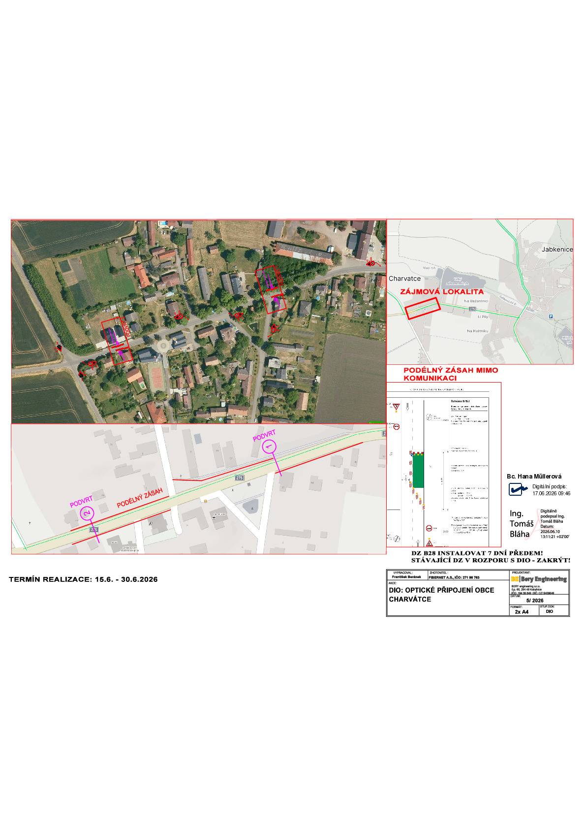 od 18.6.2026 do 30.6.2026 bude částečně uzavřena silnice v Charvatcích, více na úřední desce