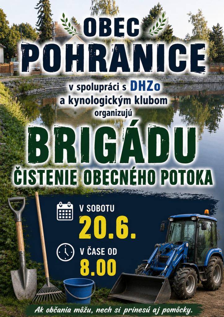 Brigáda na čistenie obecného potoka  Brigád a községi patak tisztítására.