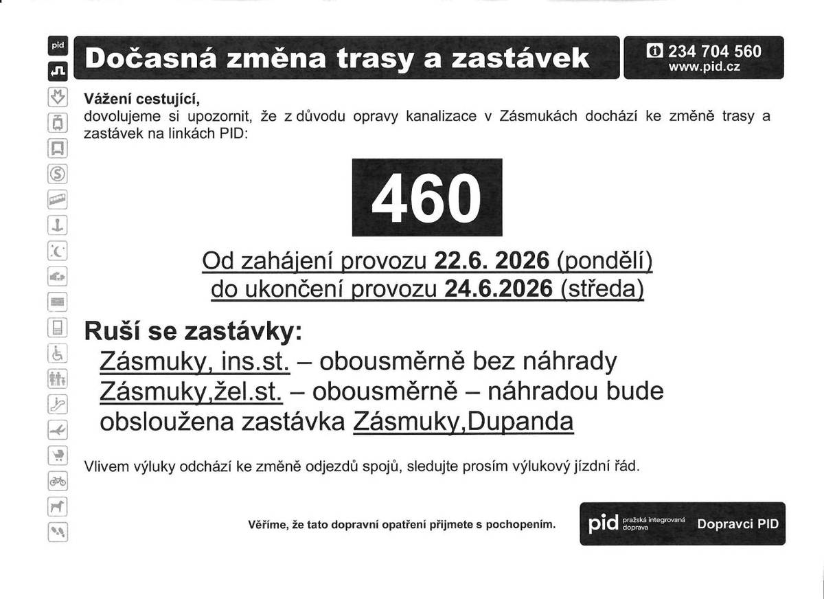 Z důvodu opravy kanalizace v Zásmukách
