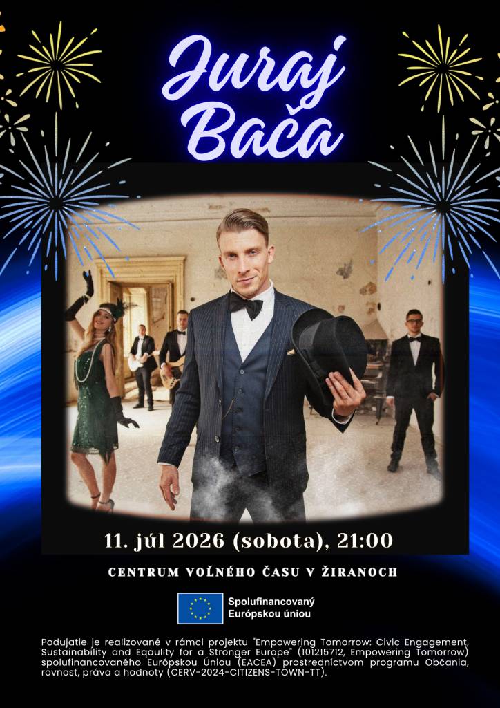 Máme pre vás skvelú správu, priatelia! V rámci našich obecných slávností sme pre vás pripravili naozaj hviezdny program. Do našej obce zavíta charizmatický herec, spevák a moderátor, Juraj Bača!