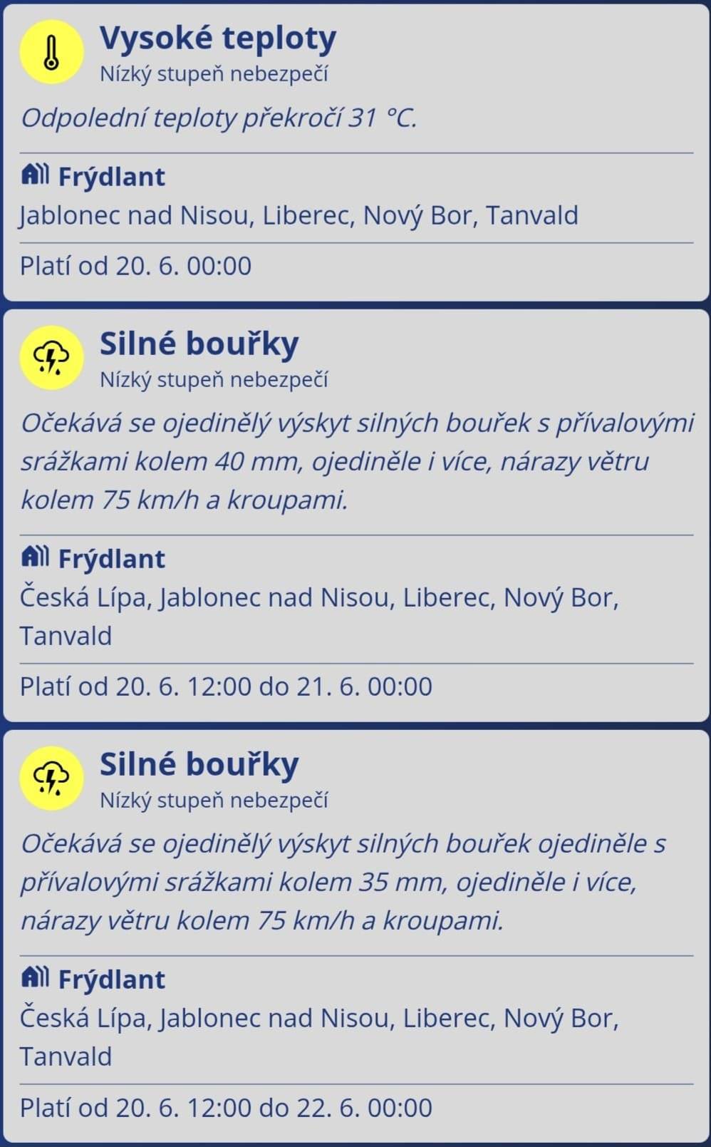 Pozor na silné bouřky...