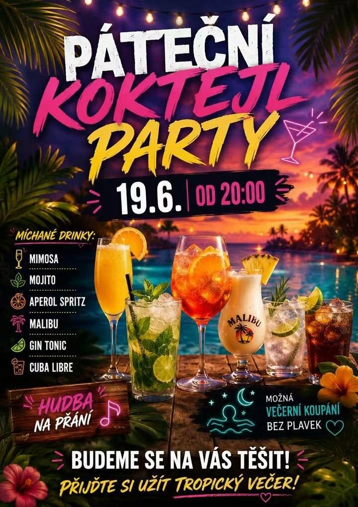 Pátek 19.6.2026- páteční koktejl párty - začátek od 20 hodin - míchané nápoje, hudba na přání   Sobota 20.6.2026- tradiční Votvírák - od 14 hodin odpoledne pro děti ( cukrová vata, projížďka na koni, oslík Emánek, auta na dálková ovládání, dílničky a soutěže  - od 18 hodin zahrají kapely: mámě Šibe, VS Band a Čipřido