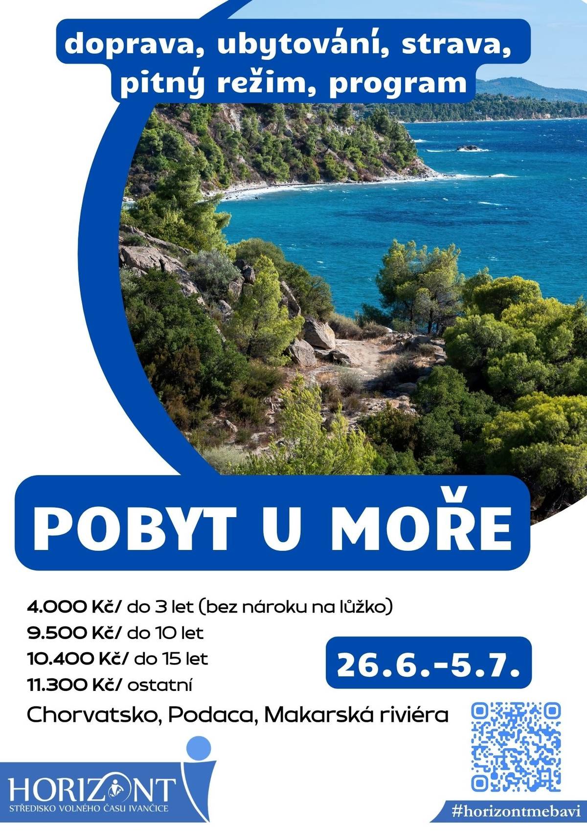 V přílohách zveřejňujeme nabídku na pobyt u moře a možnost aktivit pro děti, které pořádá SVČ Ivančice.
