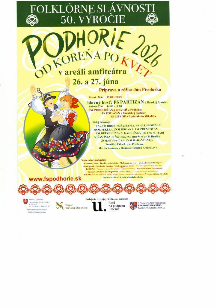 Folklórne slávnosti Podhorie 26.- 27.6.2026