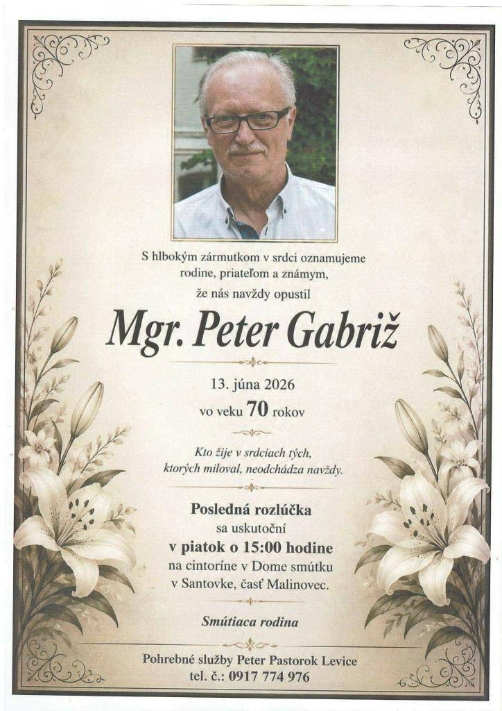 pán Mgr. Peter Gabriž