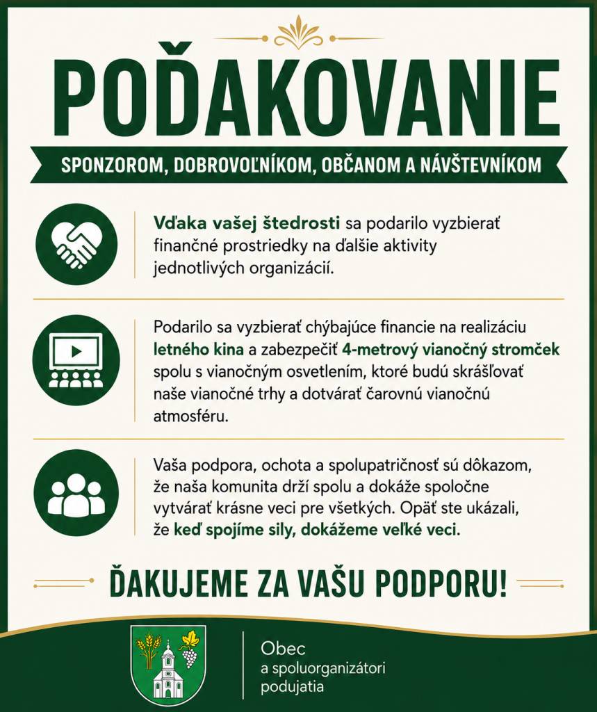 Poďakovanie ku dňu detí v Pohraniciach  -  Köszönetnyilvánítás a Pogrányi Gyermeknap alkalmából.