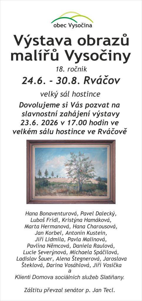 24.června - 30. srpna 2026 velký sál hostince ve Rváčově