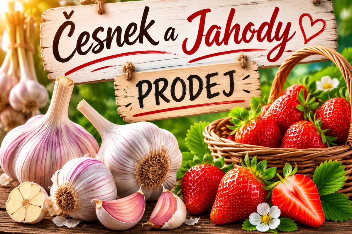 Prodej jahod a česneku