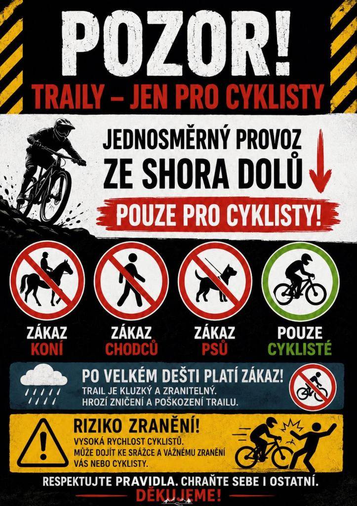 TRAILY V DOLNÍ POUSTEVNĚ JSOU V PROVOZU - základní pravidla