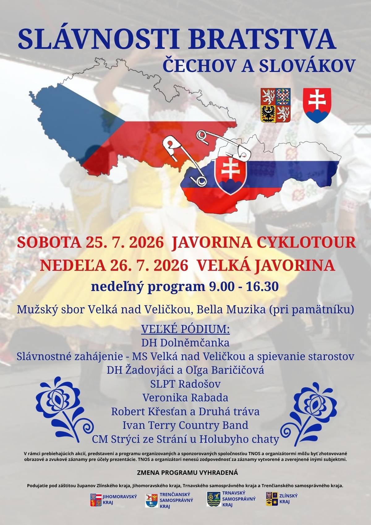 Ak ešte nemáte plán na posledný júlový víkend, jeden tip by sme mali. 😊 25. – 26. júla 2026 sa na Veľkej Javorine uskutočnia tradičné Slávnosti bratstva Čechov a Slovákov – podujatie, ktoré už desaťročia pripomína, že dobrí susedia, spoločná história a priateľstvá cez hranice majú stále svoje miesto. 🚴 V sobotu 25. júla môžete vyraziť na tradičnú cyklotúru na Javorinu. 🎶 Hlavný program bude v nedeľu 26. júla od 9.00 do 16.30 hod., keď sa pri pamätníku na Veľkej Javorine predstavia folklórne súbory, dychové hudby, spevácke skupiny aj hudobní interpreti zo Slovenska a Českej republiky. Príďte si užiť deň plný hudby, tradícií, stretnutí a krásnych výhľadov v srdci Bielych Karpát. ☀️ A veríme, že aj tento rok nám bude priať počasie a Javorina nás privíta pod modrou oblohou. 😊     Veľká Javorina opäť spojí Čechov a Slovákov! | www.nove-mesto.sk