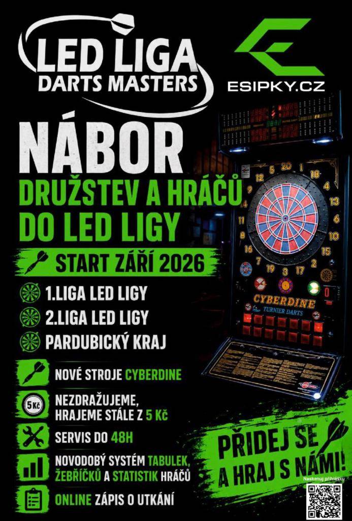 Vážení spoluobčané,  v nedávné době přibyly do naší obecní restaurace šipky. Je možné přihlásit se do LED LIGY. Více informací naleznete na přiložených letáčcích.