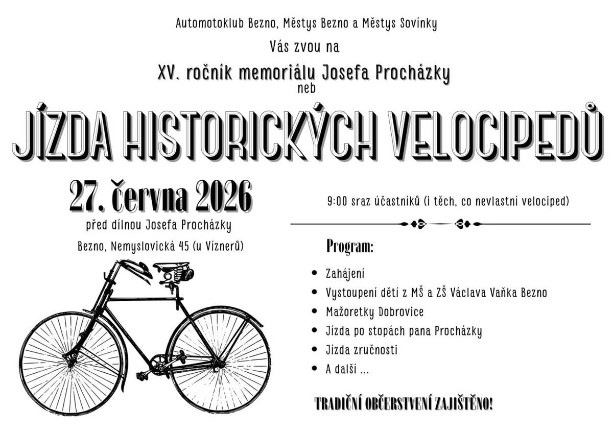 Jízda historických velocipedů 27.6.2026
