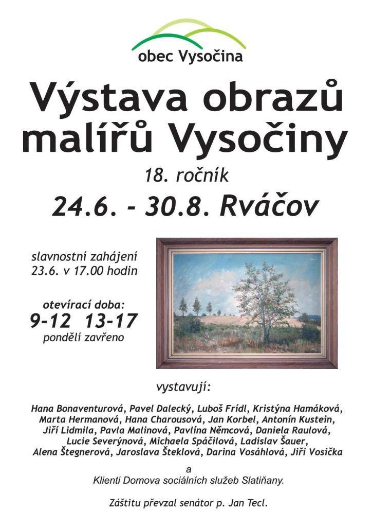 18. ročník tradiční ukázkové výstavy obrazů malířů Vysočiny.