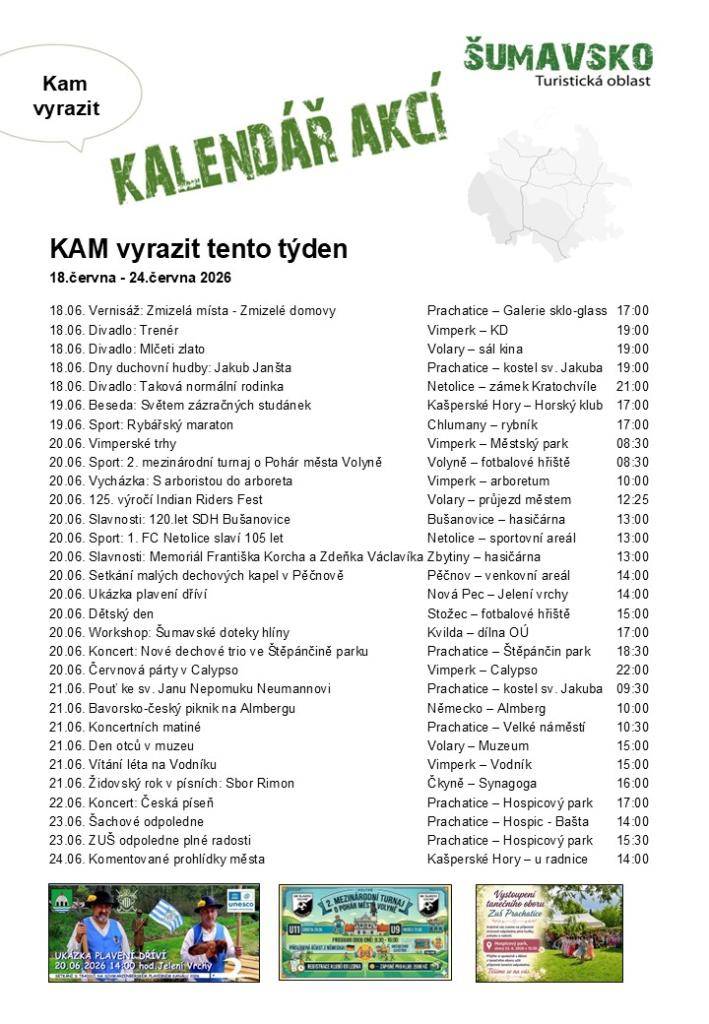 Kalendář akcí pro 25. týden 2026