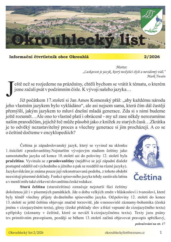 Nové číslo Okrouhleckého listu