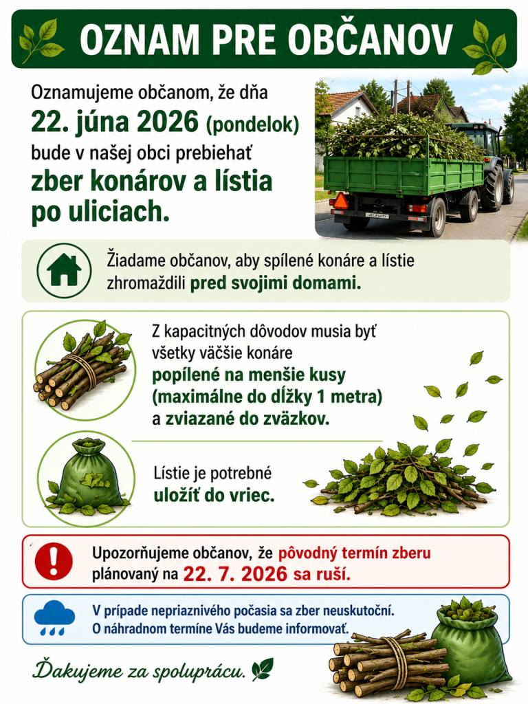 Zber konárov a lístia