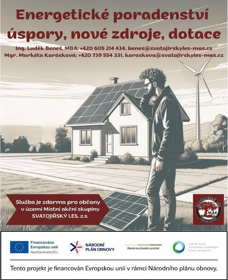 Občané území Místní akční skupiny SVATOJIŘSKÝ LES, z.s. mají možnost využívat bezplatné služby. Tento projekt je podpořen Evropskou unií v rámci Národního plánu obnovy a jeho cílem je podpora místní komunity.