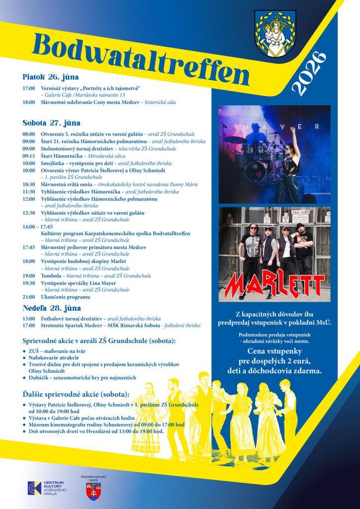 Mesto Medzev srdečne pozýva na Bodwataltreffen 2026, v dňoch  26.6-28.6.2026