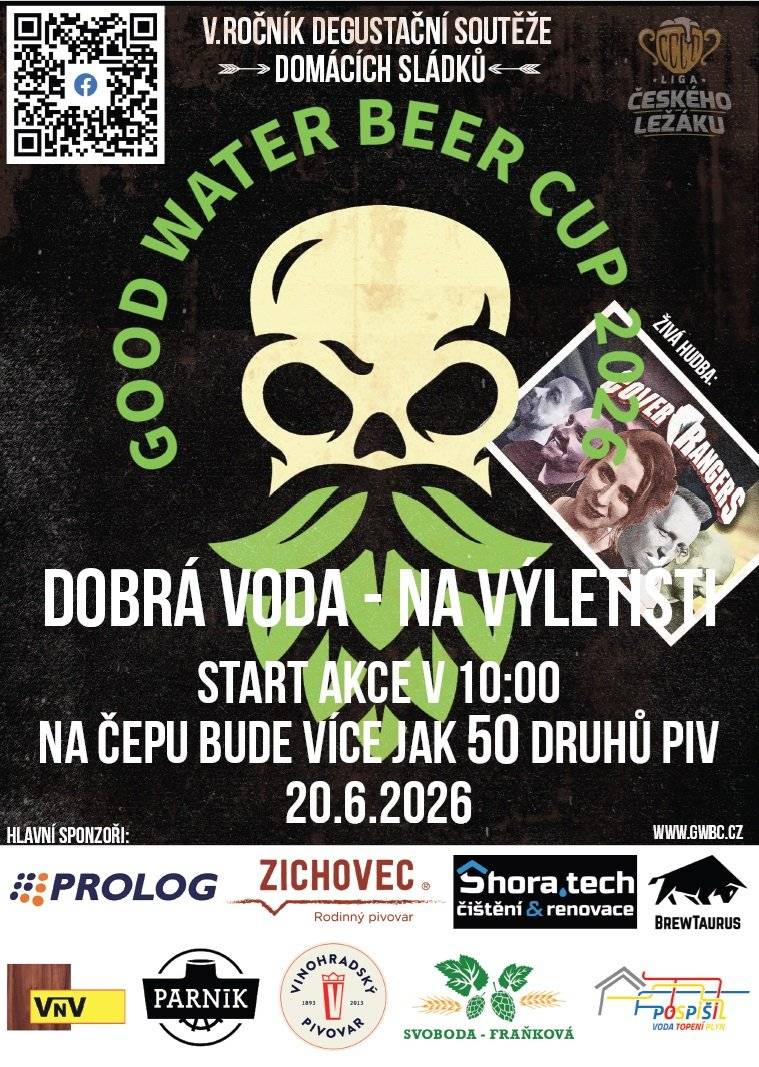 Zveme Vás na V. ročník degustační soutěže domácích sládků v Dobré Vodě spojené s degustací piv a další zábavou. Budete moci ochutnat z více než 50-ti druhů piv na 10 čepech, pochutnat si na praseti na rožni a dalších pochutinách.  K poslechu zahraje skupina COVER RANGERS. Pro děti připraveno překvapení. Akce se koná na fotbalovém hřišti za každého počasí.