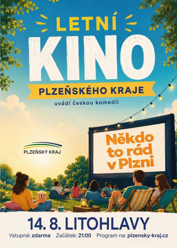 Zveme Vás na promítání české komedie, která se koná 14. srpna 2026 v Litohlavech. Vstup na tuto akci je zdarma a začátek promítání je ve 21:00.