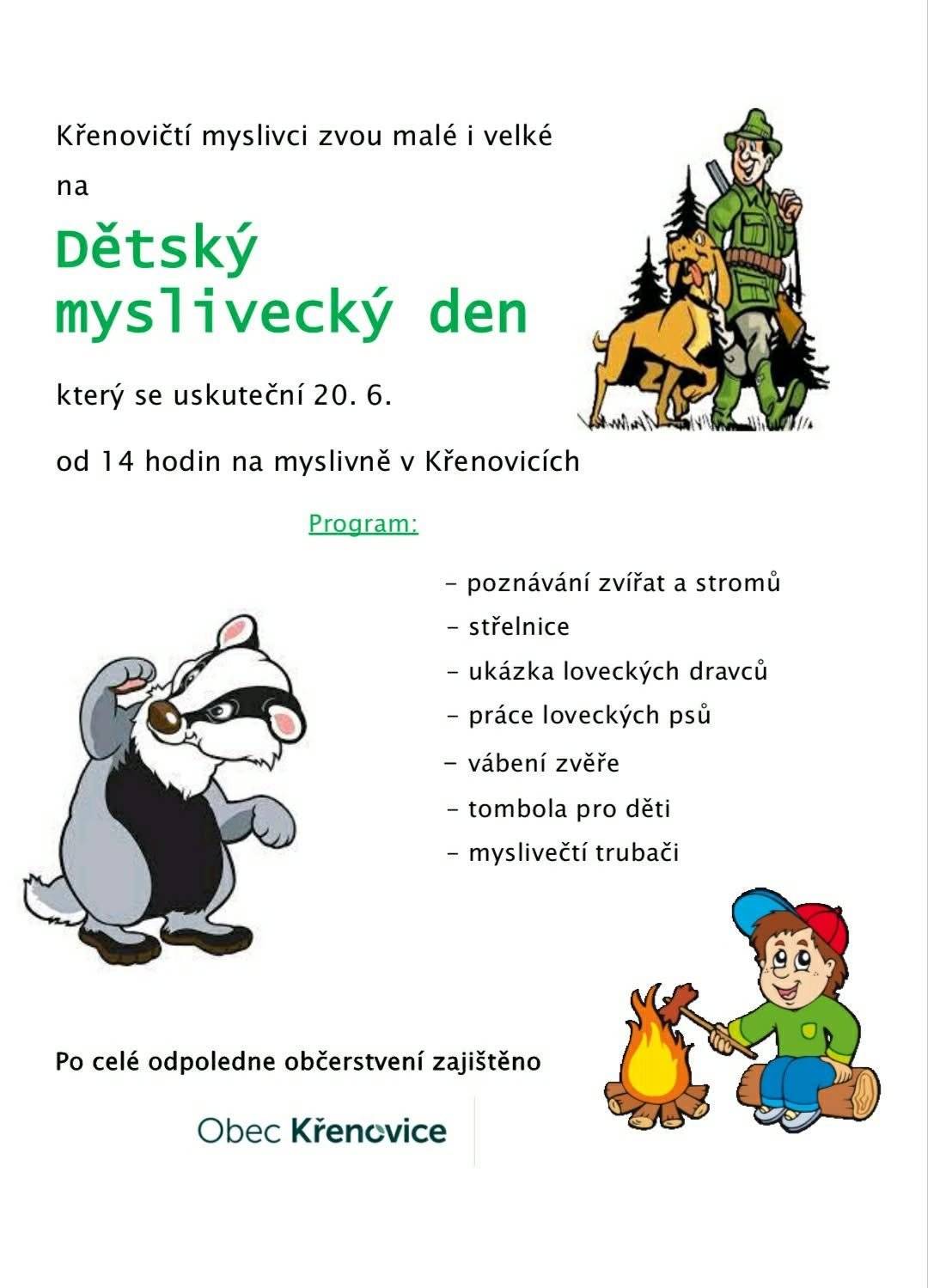 Přijďte s dětmi strávit příjemné odpoledne s mysliveckou tématikou.