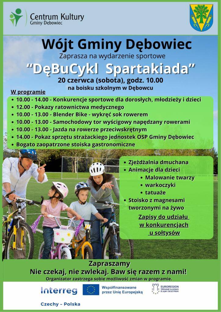 V sobotu 20. června 2026 se uskuteční krásná cyklistická akce DęBuCykl, která propojí Dębowec a Bukovec. Tato událost je organizována ve spolupráci s partnerskou obcí GOKSiT - Gmina Dębowiec z Polska a je zaměřena na podporu cyklistiky a přátelství mezi obcemi.  Více viz plakát.