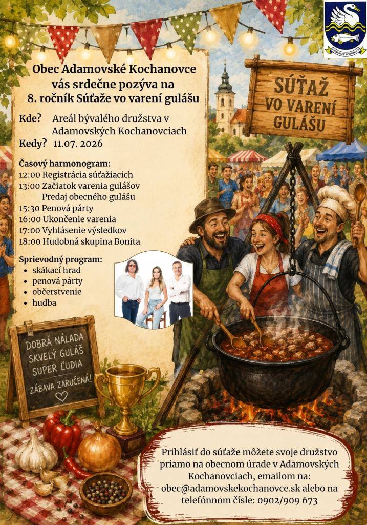 Súťažiace družstvá si zmerajú sily vo varení toho najlepšieho gulášu a návštevníkov čaká bohatý sprievodný program pre deti aj dospelých.