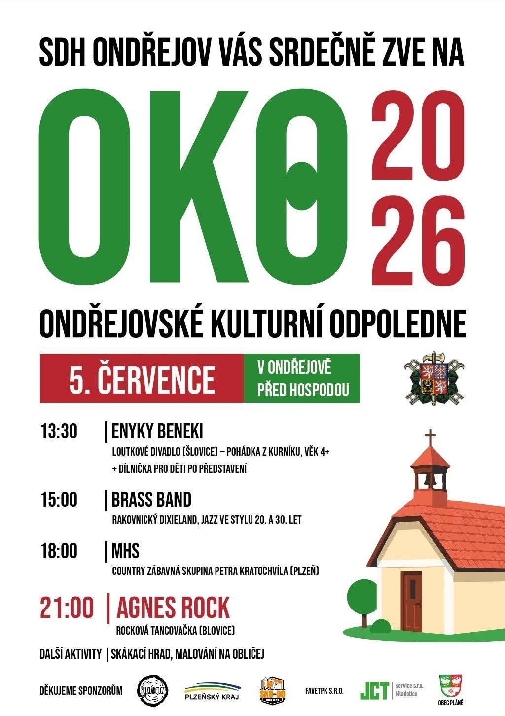 SDH Ondřejov vás srdečně zve na Ondřejovské kulturní odpoledne 2026. 5.července v Ondřejově před hospodou.