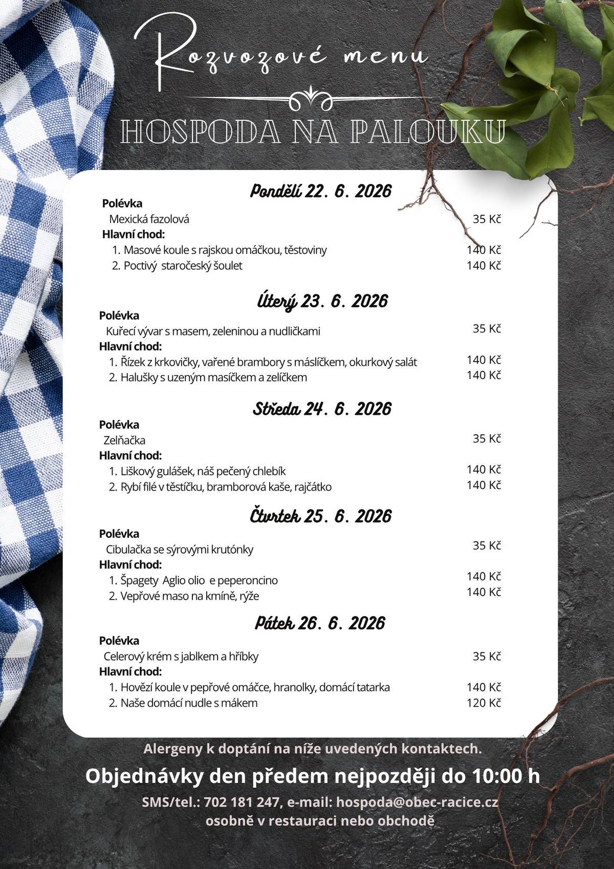 Rozvozové menu: