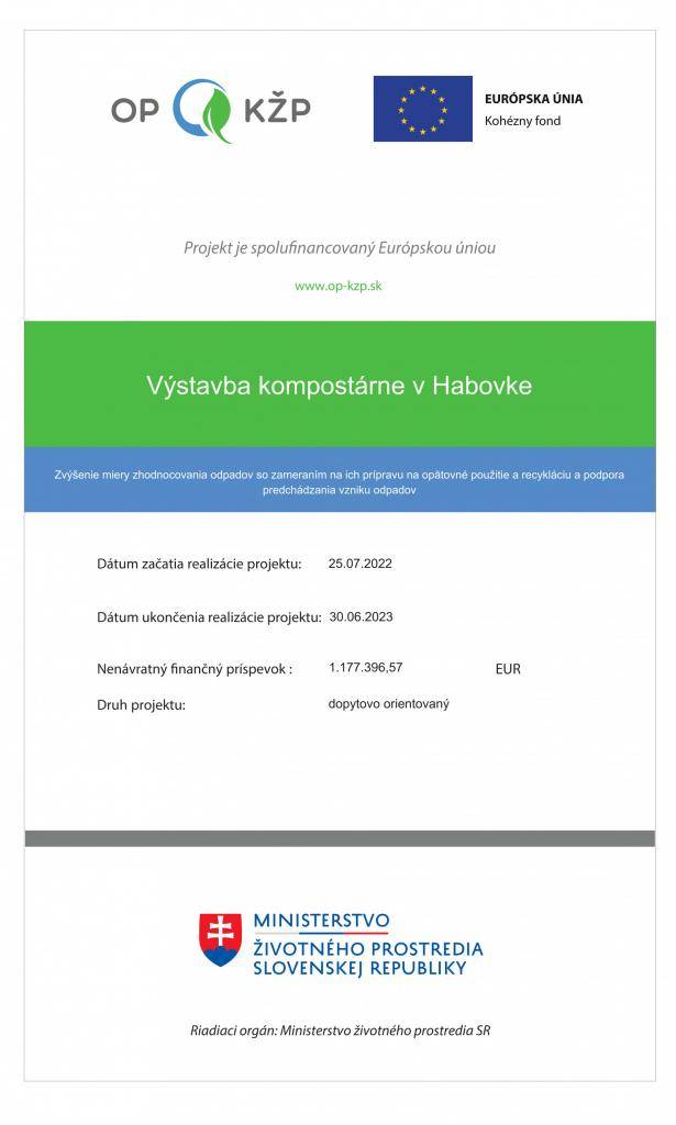 Zvýšenie miery zhodnocovania odpadov so zameraním na ich prípravu na opätovné použitie a recykláciu a podpora predchádzania vzniku odpadov. Projekt je spolufinancovaný Európskou úniou. www.op-kzp.sk