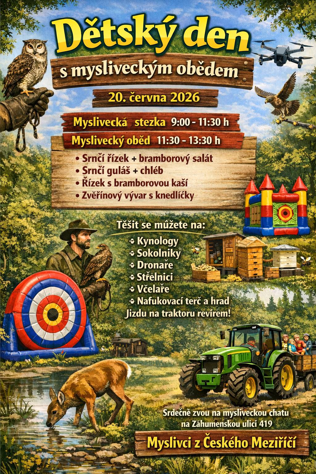 Všichni jste srdečně zváni na Dětský den s myslivci – třeba jen na oběd.