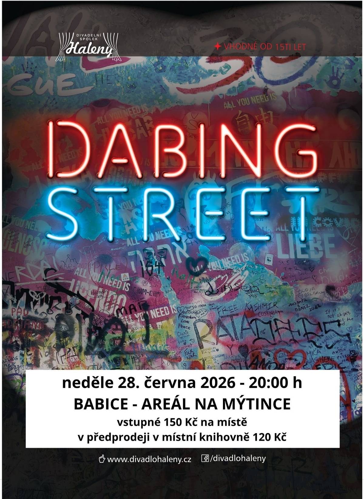 Obec Babice zve na divadelní představení do areálu Muzea Na Mýtince v neděli 28. června ve 20:00h.