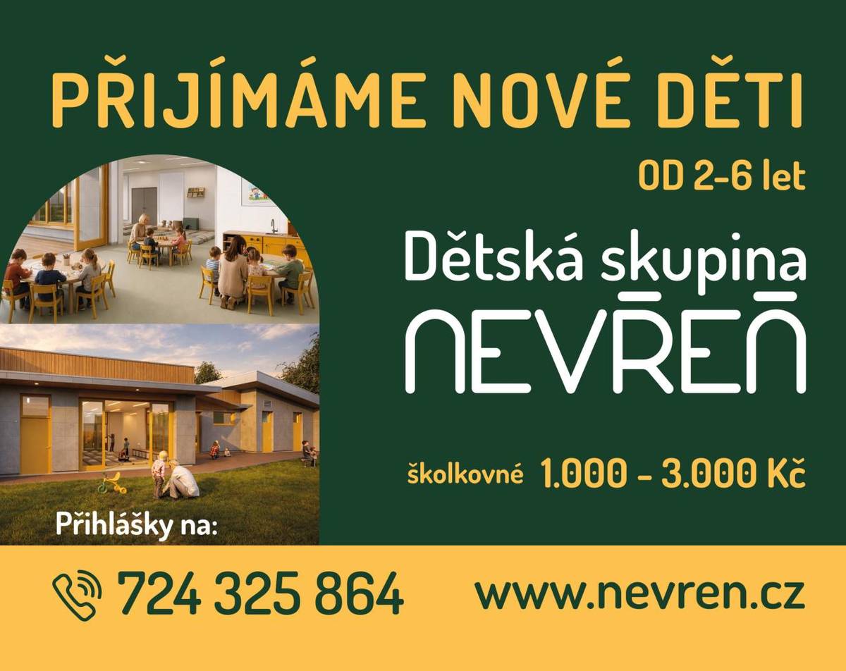Obec Nevřeň provádí nábor dětí do nově otevírané dětské skupiny.