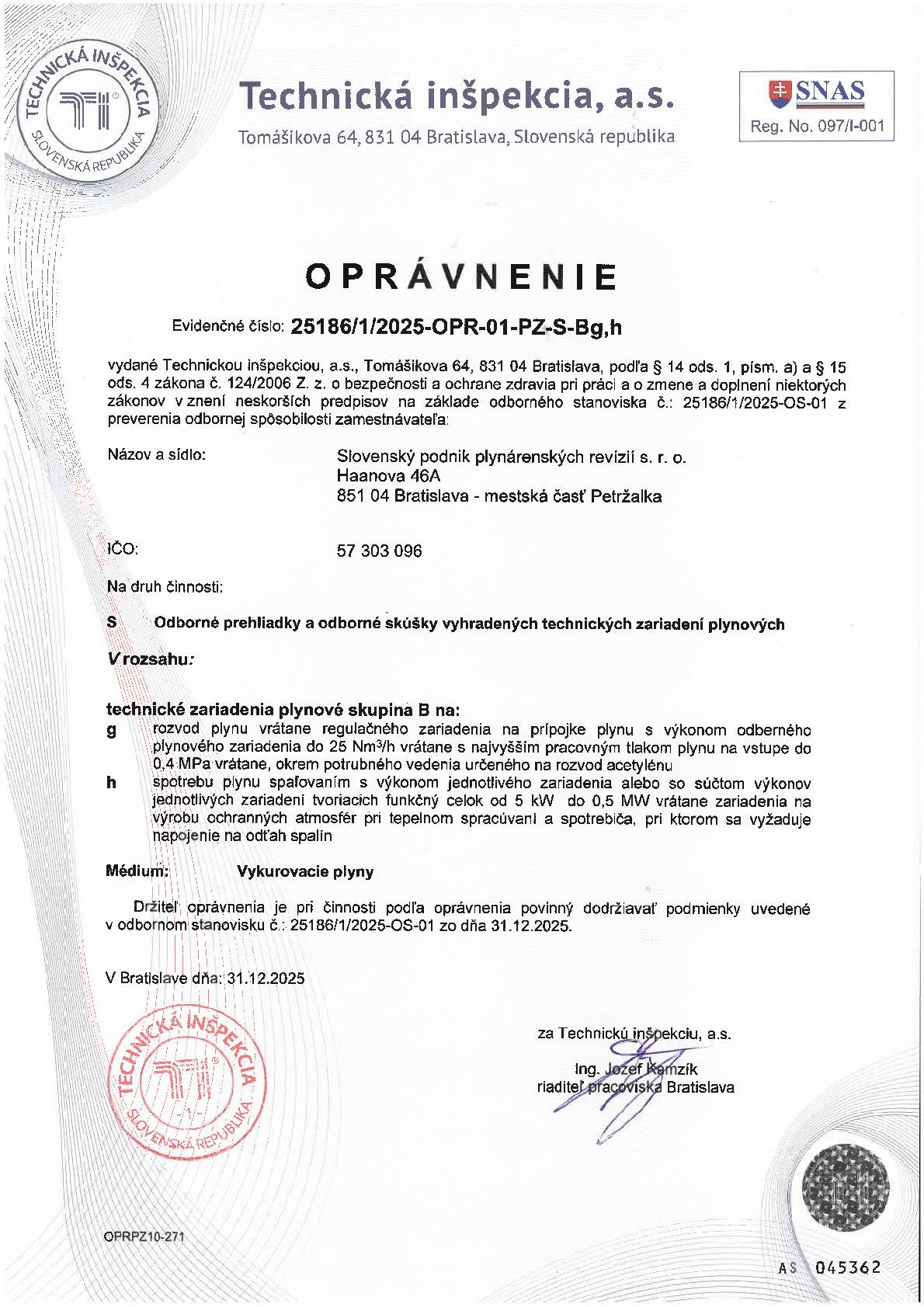 Vážení občania, dovoľujeme si vás informovať, že v týchto dňoch budú pracovníci spoločnosti Slovenský podnik plynárenských revízií, vykonávať odborné prehliadky plynových rozvodov, od hlavného uzáveru plynu až po všetky plynové spotrebiče. Táto odborná prehliadka nesúvisí so servisnou prehliadkou kotla. Obecný úrad nezodpovedá za súkromné domácnosti obyvateľov obce – každý majiteľ nehnuteľnosti zodpovedá za svoju firmu alebo domácnosť a je povinný konať tak, aby svojím konaním nespôsobil škodu na zdraví alebo majetku sebe či ostatným. Revízna správa je platná aj pre poisťovňu v prípade škodovej udalosti. Bližšie informácie vám poskytnú pracovníci spoločnosti, ktorí budú označení preukazom s fotografiou.
