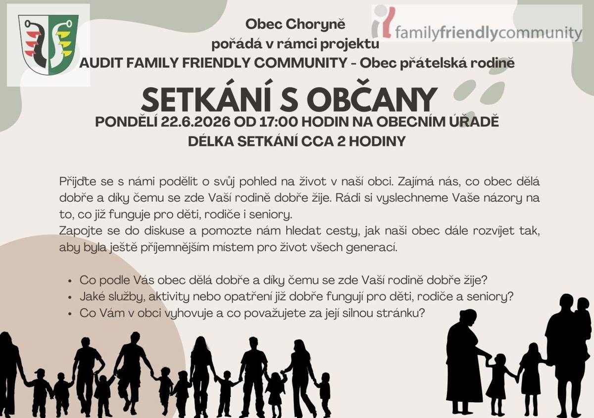 Pozvánka na setkání s občany v rámci projektu - Obec přátelská rodině