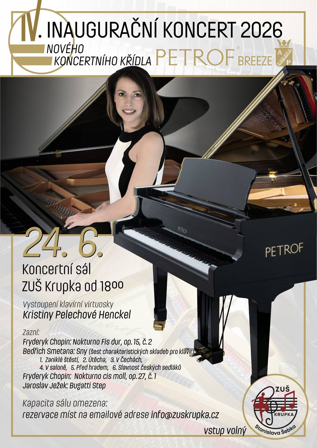 Základní umělecká škola Stanislava Šebka vás srdečně zve na další koncert, který se uskuteční ve středu 24. června od 18 hodin v koncertním sále ZUŠ. Vstup zdarma.