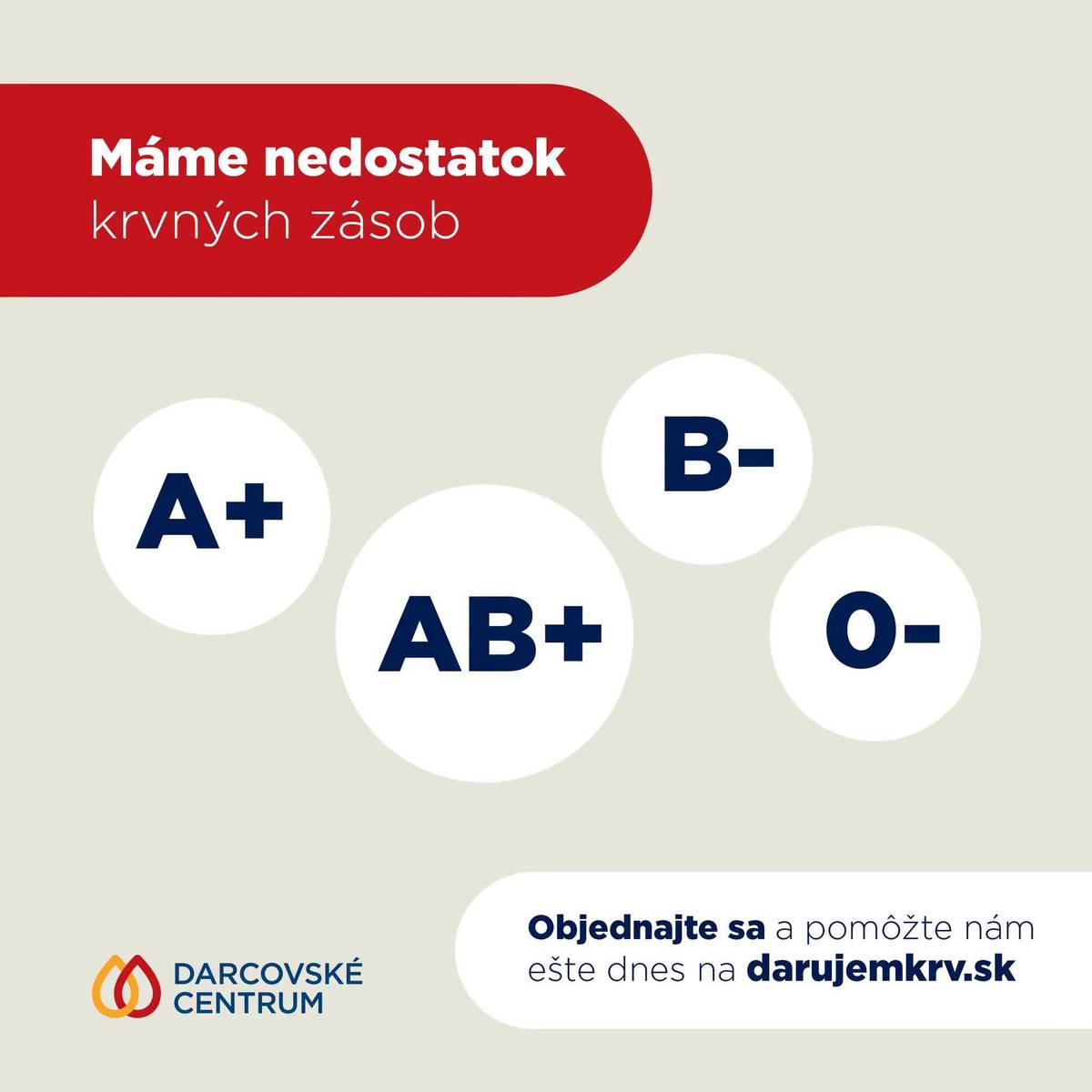 🩸 Nemocnica Vranov nad Topľou má  nedostatok krvných zásob - PROSÍME POMÔŽTE A PRÍĎTE DAROVAŤ KRV 🙏 Darcovské centrum Nemocnice Vranov nad Topľou aktuálne hlási kritický nedostatok krvnej skupiny A+, AB+, 0- a B-. 🙏 Ak máte niektorú z týchto krvných skupín a môžete pomôcť, teraz je ten správny čas. Každý odber môže rozhodnúť o záchrane života pacientov, ktorí krv nevyhnutne potrebujú. ❤️ 👉 Darovanie krvi zaberie len chvíľu, no pre niekoho znamená celý život. 👉 Prosíme, zdieľajte túto výzvu aj medzi svojimi blízkymi.
