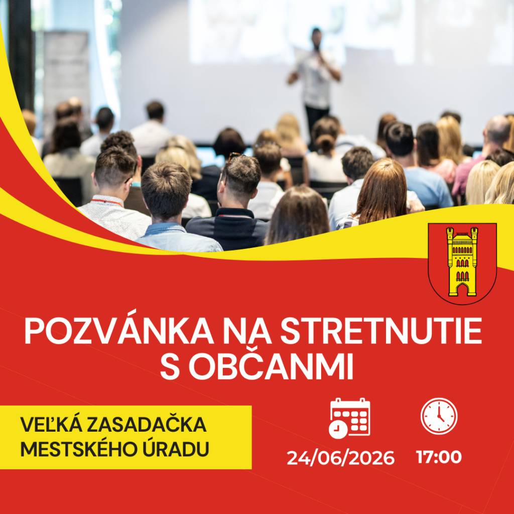 Primátor mesta Galanta Mgr. Peter Kolek pozýva občanov mesta na stretnutie, ktoré sa uskutoční dňa 24.júna 2026 o 17:00 hod. vo veľkej zasadačke Mestského úradu v Galante za účasti vedenia mesta a poslancov mestského zastupiteľstva.