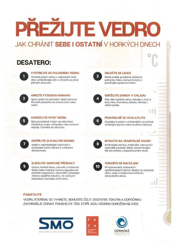Jak chránit sebe i ostatní v horkých dnech. Více v příloze