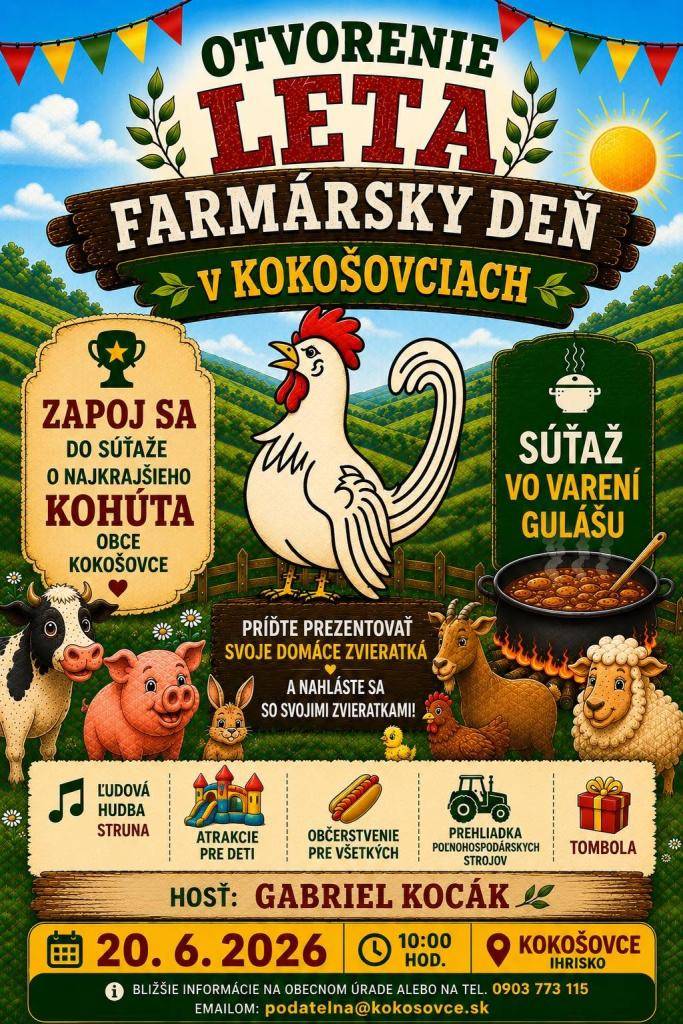 Srdečne vás pozývame na jedinečné podujatie plné tradícií, zábavy, domácich zvieratiek a skvelej atmosféry! Príďte prežiť príjemný deň s rodinou, priateľmi a susedmi.