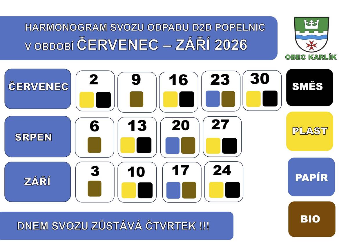 Nový harmonogram svozu odpadu