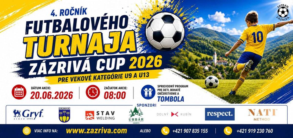 Uskutoční sa 20.6.2026 od 08.00 hod. na futbalovom ihrisku Zázrivá. Viac informácií nižšie v popise.
