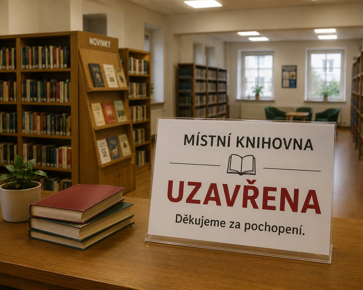 Upozorňujeme občany,  že místní knihovna bude ve středu  24.6.2026 a 1.7.2026  UZAVŘENA! Děkujeme za pochopení