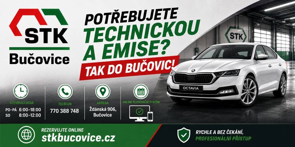 Nově otevřená stanice technické kontroly a měření emisí v Bučovicích na ulici Ždánská 906 v areálu Agrostav nabízí prohlídky vozidel všech kategorií do 3,5 tuny. Nabízíme profesionální a rychlou kontrolu bez čekání a rezervace, otevřeno každý všední den od 6:00 do 18:00 a v sobotu od 8:00 do 12:00 hodin.   Fakturační údaje: AUTO SLAVKOV S.R.O. IČ: 17387221 TOPOLOVÁ 1556, SLAVKOV U BRNA, 68401 TEL: 777227767