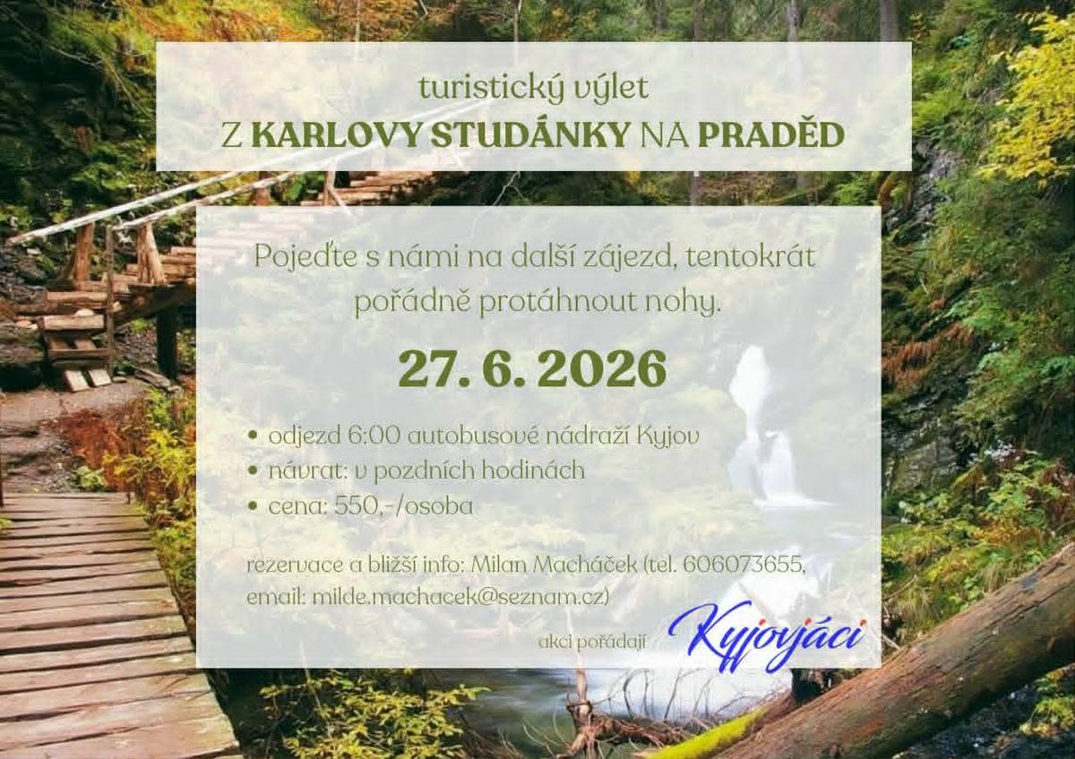 27.6.2026 se uskuteční turistický výlet na Praděd, více info viz níže, kontakt milde.machacek@seznam.cz nebo 606 073 655